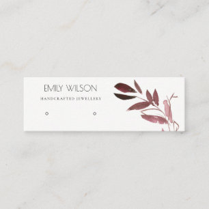 PINK BLUSH FOLIAGE WATERCOLOR EARRING DISPLAY LOGO MINI BUSINESS CARD