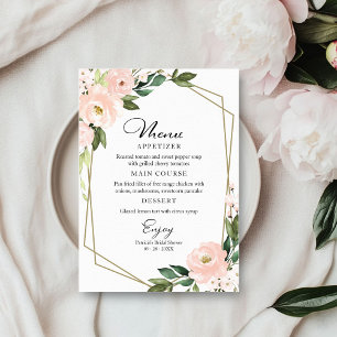 Pink Blush Geometric Bridal Shower Menu For Plate Invitation