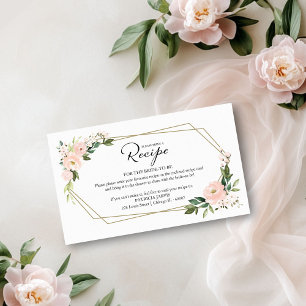 Pink Blush Geometric Bridal Shower Recipe Request Enclosure Card