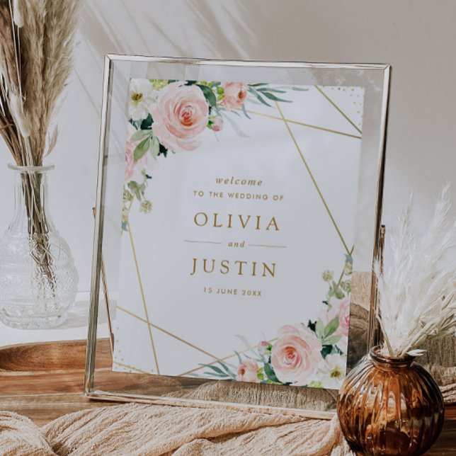 pink blush geometric wedding sign (Creator Uploaded)