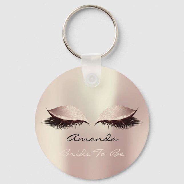 Pink Blush Girly Makeup Lashes Name Blush Key Ring (Front)