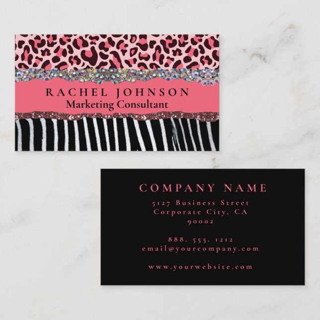 Pink Blush Girly Modern Feminine Glam Retro Busine Business Card (Front/Back)