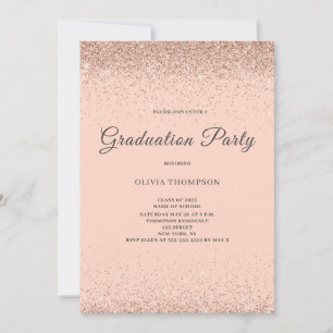 Pink Blush Glitter Graduation Party Invitation