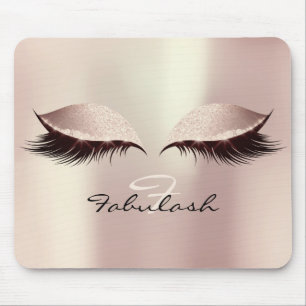 Pink Blush Glitter Monogram Beauty Lashes Makeup Mouse Mat