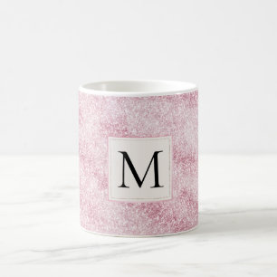 Pink Blush Glitter Monogram Coffee Mug