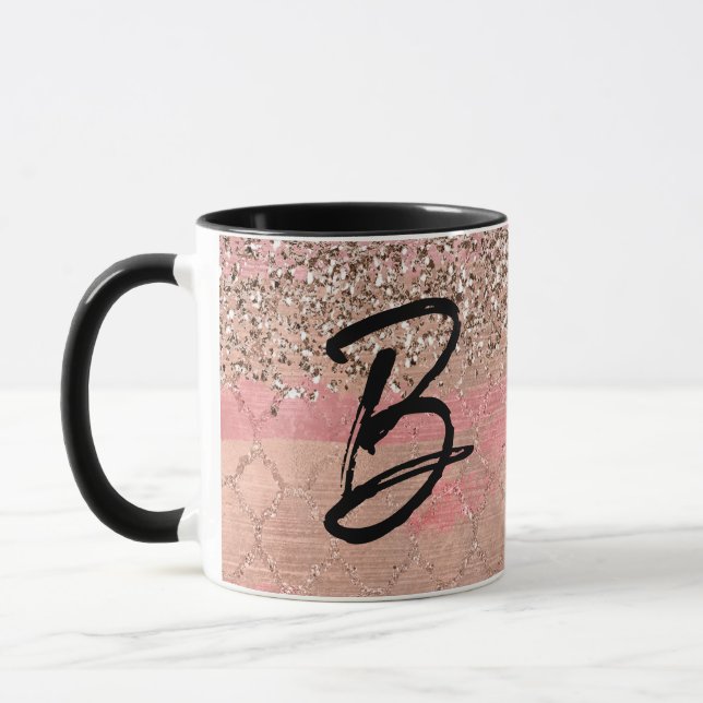 Pink Blush Glitter Moroccan Indian Princess Glam Mug (Left)