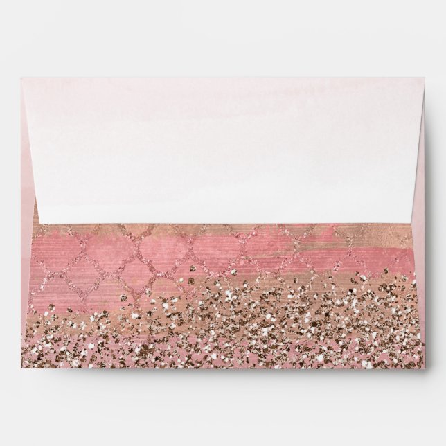 Pink Blush Glitter Moroccan Indian Princess Party Envelope (Back (Top Flap))