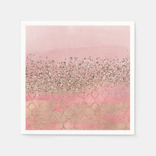 Pink Blush Glitter Moroccan Indian Princess Party Napkin