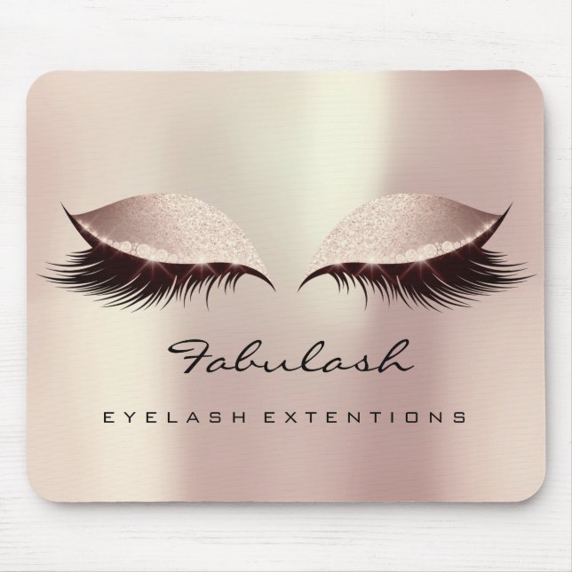 Pink Blush Glitter Name Beauty Lashes Makeup Mouse Mat (Front)