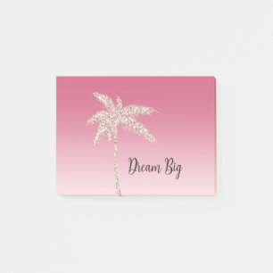 Pink Blush Glitter Palm Trees Ombre Post-it Notes