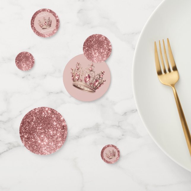 Pink Blush Glitter Tiara Crown Quinceañera Confetti (Group)