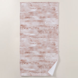 Pink Blush Glitzy Glitter Beach Towel