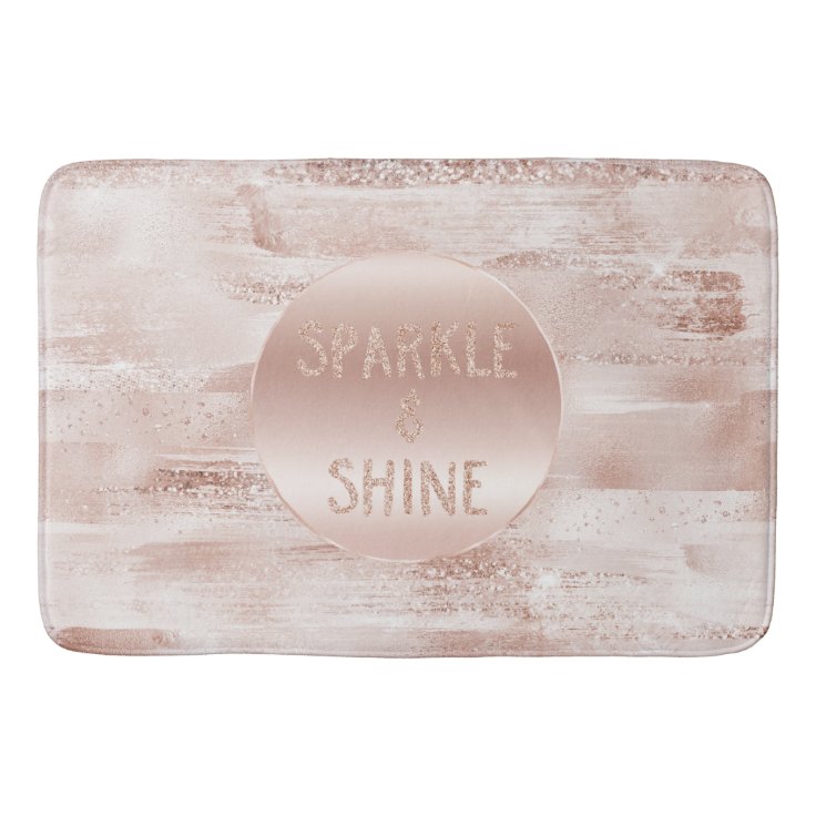 Pink Blush Glitzy Glitter Sparkle Bath Mat Zazzle