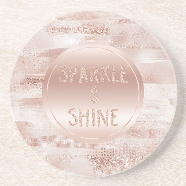 Pink Blush Glitzy Glitter Sparkle   Coaster (Front)