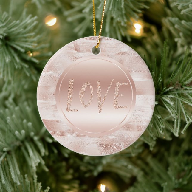 Pink Blush Glitzy Glitter Sparkle Love Ceramic Tree Decoration (Tree)