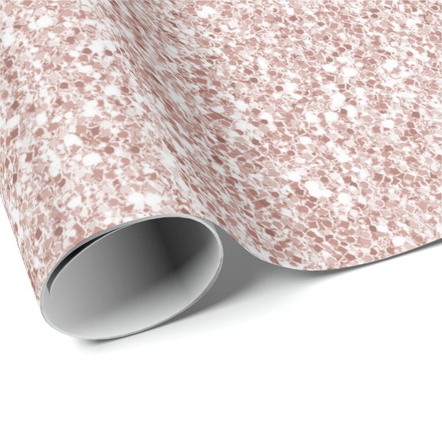 Pink Blush Glitzy Glitter         Wrapping Paper (Roll Corner)