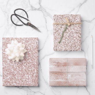 Pink Blush Glitzy Glitter            Wrapping Paper Sheet