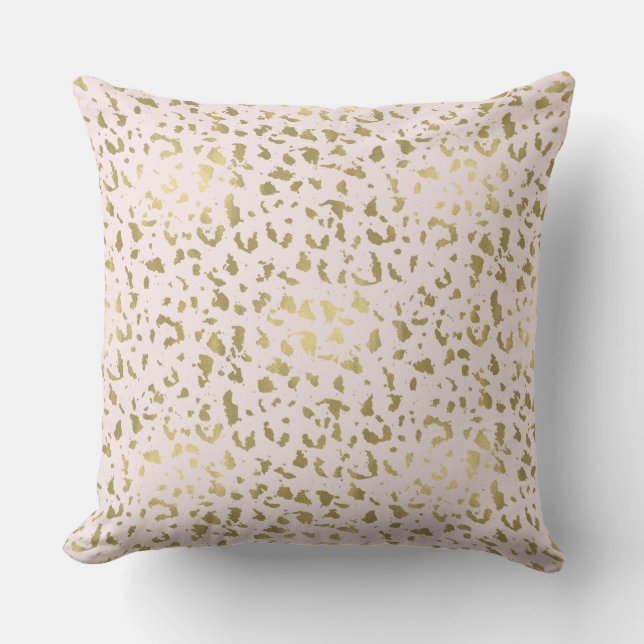 Pink Blush Gold Animal Print Cushion (Front)
