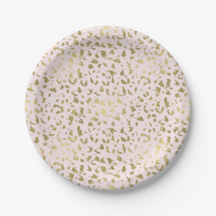 Pink Blush Gold Animal Print Paper Plate