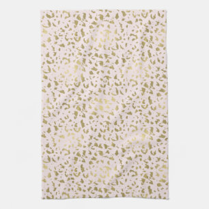 Pink Blush Gold Animal Print Tea Towel