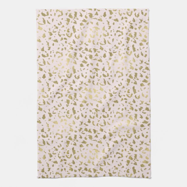 Pink Blush Gold Animal Print Tea Towel (Vertical)