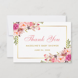 Pink Blush Gold Floral Baby Shower Thanks P Invitation