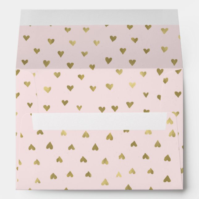 Pink Blush Gold Hearts Envelopes (Back (Bottom))