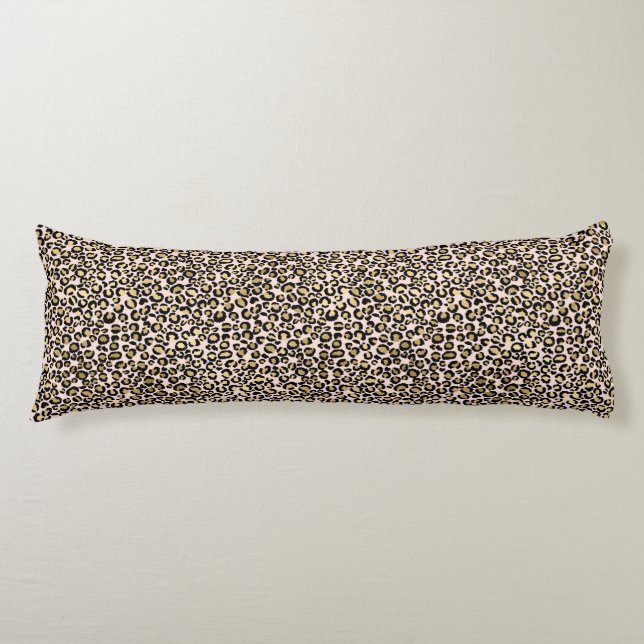 Pink Blush Gold Leopard Print Body Cushion (Front)