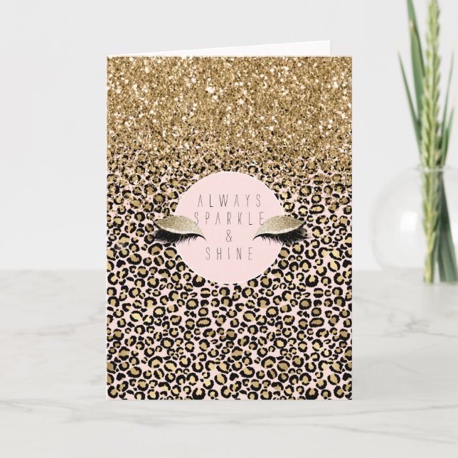 Pink Blush Gold Leopard Print Card (Front)