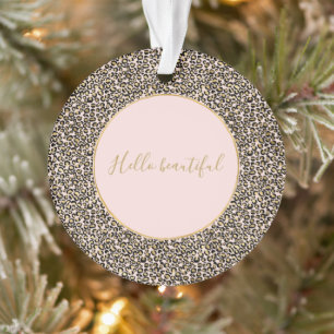 Pink Blush Gold Leopard Print Ornament