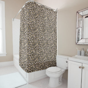 Pink Blush Gold Leopard Print Shower Curtain