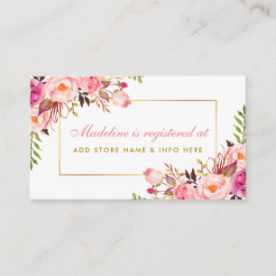 Pink Blush Gold Shower Registry Insert Card