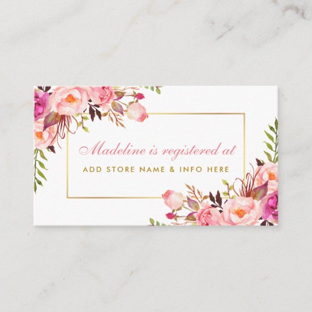 Pink Blush Gold Shower Registry Insert Card (Front)
