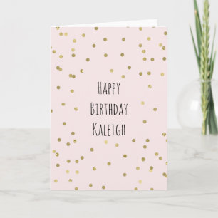 Pink Blush Gold Sparkle Confetti Birthday Card