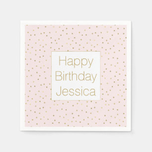 Pink Blush Gold Sparkle Confetti Birthday Napkin