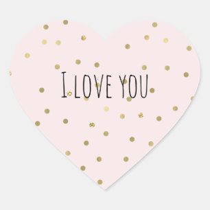 Pink Blush Gold Sparkle Confetti Love Heart Sticker