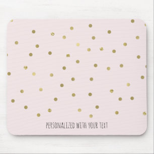Pink Blush Gold Sparkle Confetti Personalised Mouse Mat