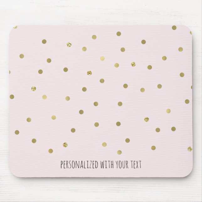 Pink Blush Gold Sparkle Confetti Personalised Mouse Mat (Front)