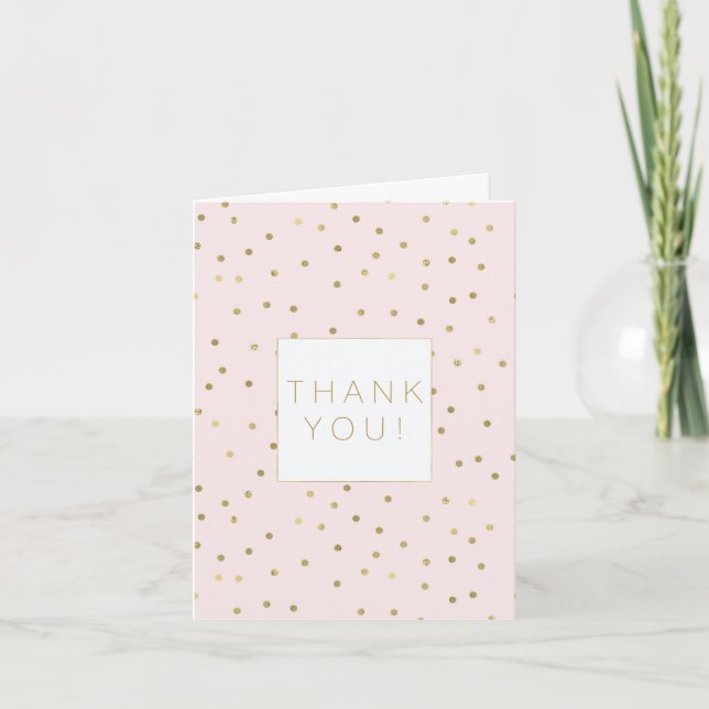 Pink Blush Gold Sparkle Confetti Stylish thank you (Front)