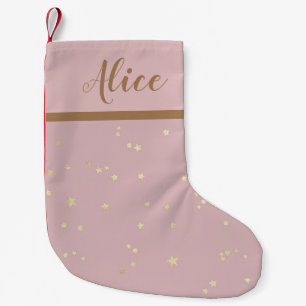 pink blush gold stars faux foil monogram Stocking