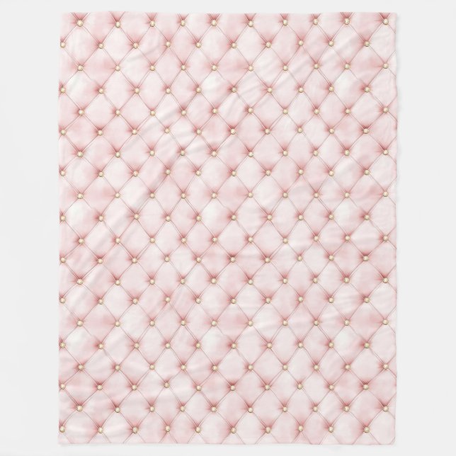 Pink Blush Gold Tufts Birthday Fleece Blanket (Front)
