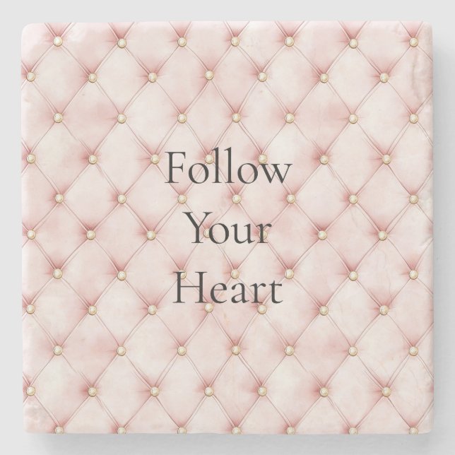 Pink Blush Gold Tufts Stone Coaster (Front)