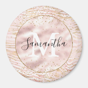 Pink Blush Gold Zebra Print Glitz Magnet