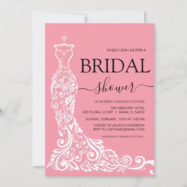 Pink Blush Gown Bridal Shower Invitation (Front)