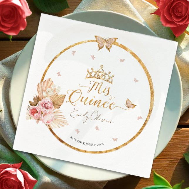 Pink Blush Gown Quinceanera  Napkin (Creator Uploaded)