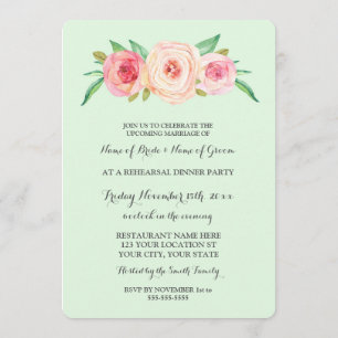 Pink Blush Green Rehearsal Dinner Party Invitation