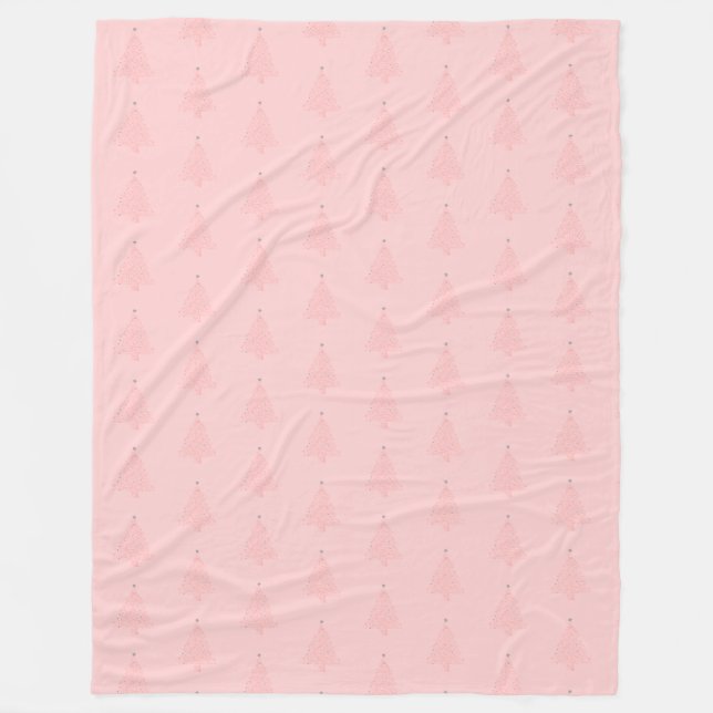 Pink blush grey accent Christmas tree stylish Fleece Blanket (Front)