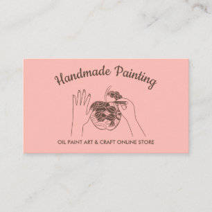 Pink Blush Handmade Hobby Painter Sketch Business Card