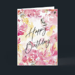 Pink Blush Happy Birthday Watercolor Floral Design Card<br><div class="desc">Pink Blush happy birthday Watercolor Floral Design</div>