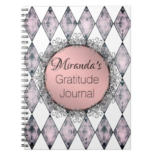 Pink Blush Harlequin Personalised Gratitude Notebook